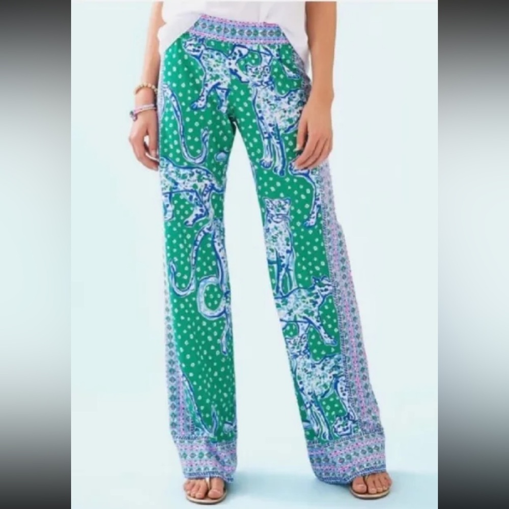 Lilly Pulitzer Bal Harbour Emerald Isle On The Prowl Palazzo Pants - RARE